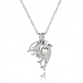 Amazon wish new jewelry hot sale wild personality female dolphin can open diy cage pearl necklace