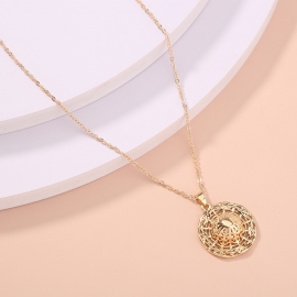 European and american cross-border fashion simple jewelry, personalized metal texture, three-dimensional straw hat single-layer necklace, clavicle chain wholesale