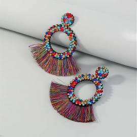 European and american foreign trade new bohemian earrings women fashion personality creative exaggerated round tassel earrings earrings
