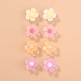 European and american fashion cross-border ins jewelry new trendy simple and compact multi-color flower earrings earrings set combination