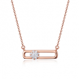 Rose gold zircon clavicle chain vibrato same track can slide creative wild swing pin pendant copper with gold electroplated finished necklace and zircon pendant