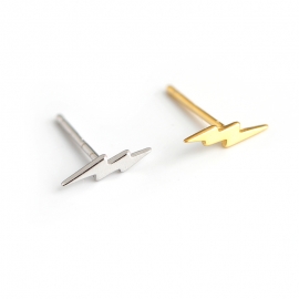 Simple lightning stud earrings s925 sterling silver mini lightning stud earrings female