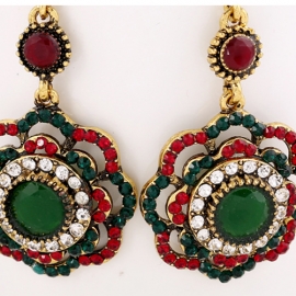 European and american fashion jewelry bohemian ethnic style hollow flower earrings retro pop earrings