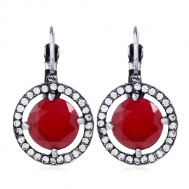 Fashion retro earrings diamond red round earrings ladies hypoallergenic jewelry