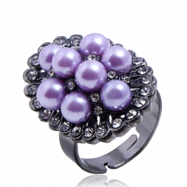 European and american fashion ring opening adjustment retro pearl ring