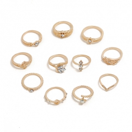 European and american retro geometric ring, braided ball and diamond ring, cross-border e-commerce hot style accessories for women