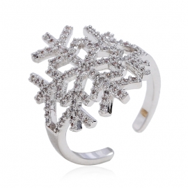 Fashion new simple retro ring christmas snowflake hollow niche design geometric wild ring