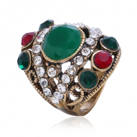 New rhinestone resin bohemian retro couple ring ring