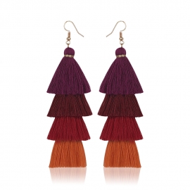 Hypoallergenic bohemian fashion handmade long multi-layer tassel earrings european and american earrings wholesale earrings female jewelry