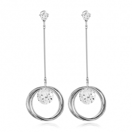 Super flash zircon crystal earrings female korean temperament long ring earrings european and american exaggerated ear jewelry