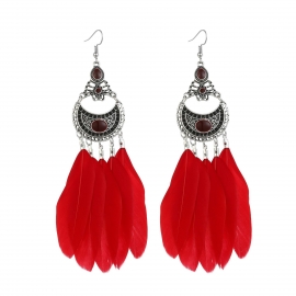 European and american ethnic style personality retro geometric drip oil hollow drop earrings long tassel earrings women