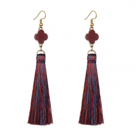 Fashion temperament jewelry long tassel earrings european and american fluffy earrings retro ethnic earrings wholesale