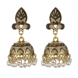 Exquisitely explosive indian wind drop oil bell earrings small pearl cross-border factory direct sales in europe, america and nepal
