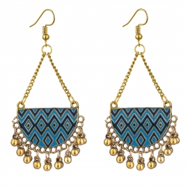 European and american semicircle striped oil drip beads earrings, indian and nepalese ethnic style hot-selling jewelry