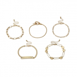 European and american cross-border jewelry, personalized rectangular letter nameplate, jewelry, simple ot buckle mixed chain set bracelet