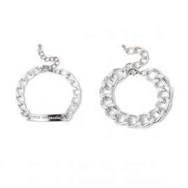 European and american cross-border jewelry wild hip-hop metal chain geometric jewelry square letter nameplate set bracelet female