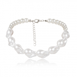 European and american cross-border jewelry, temperament and versatile single-layer necklace, simple baroque irregular shaped pearl necklace female