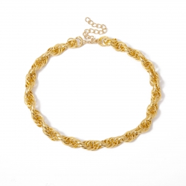 European and american cross-border jewelry, creative retro chain, handmade necklace, female personality single-layer geometric twist simple necklace