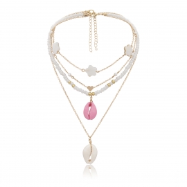 European and american cross-border jewelry, wild ethnic temperament, womens beaded shell heart-shaped star multi-layer necklace