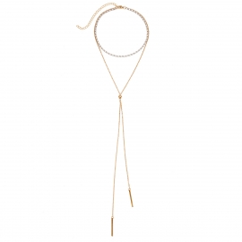 European and american cross-border fashion jewelry, simple and sexy street style necklace, one word tassel multi-layer ladies necklace