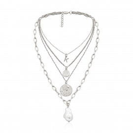 European and american cross-border jewelry retro portrait relief necklace female temperament baroque alien pearl letter necklace