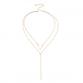 European and american cross-border jewelry, simple, simple and multi-element set of items, v-letter sequins, multi-layer clavicle necklace