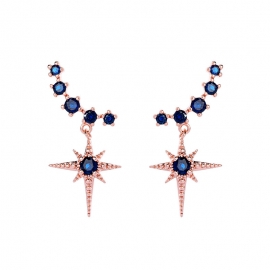 Creative blue crystal star earrings female temperament korean fashion hipster net red earrings