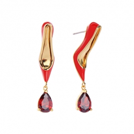 Creative oil drop red crystal high heel earrings sexy korean fashion trendy earrings