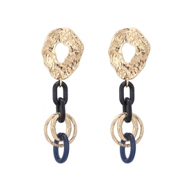 European and american new personality earrings chain acrylic alloy long earrings 925 silver needles female fashion tassel earrings