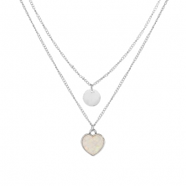 Japan and south korea cross-border hot-selling jewelry fashion simple style geometric disc fluorescent love pendant necklace set 2 sets_x000d_
