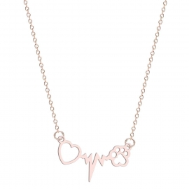 Simple, small and fresh, ladies love paw print electrocardiogram pendant necklace