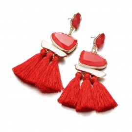 European and american style creative fashion wild long tassel earrings alloy drip oleoresin earrings female factory direct sales