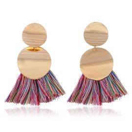 Aliexpress trend new exaggerated earrings european and american brand alloy plating long tassel earrings women multicolor