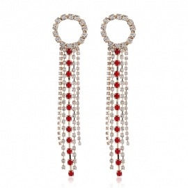 Korean version of fashion trend new wild earrings high-end full diamond welding long tassel earrings women small jewelry