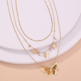 European and american cross-border aliexpress hot-selling jewelry fashion multi-layer butterfly necklace delicate hollow butterfly pendant necklace