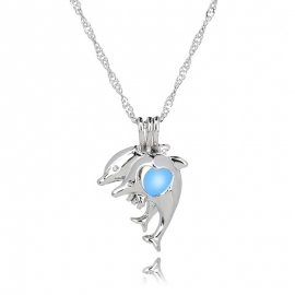Hot-selling luminous cage necklace, vibrato with the same dolphin luminous bead pendant, personalized creative halloween accessories