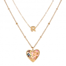 Japan and south korea fashion necklace simple wild double love pendant necklace fresh and elegant alloy cross chain clavicle chain
