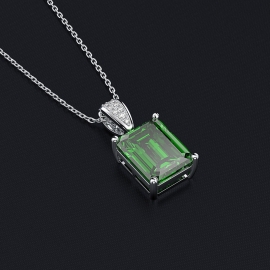 Emerald cut 8*10 fine zircon necklace copper with gold electroplated finished necklace and zircon pendant