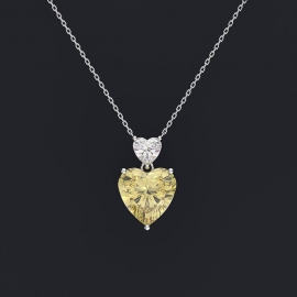 Love heart shaped diamond necklace copper with gold electroplated finished necklace and zircon pendant