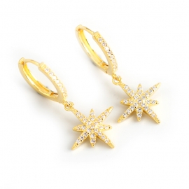 Gold diamond anise star s925 sterling silver earrings earrings glitter star earrings
