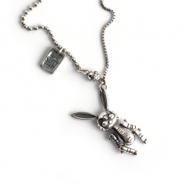 S925 sterling silver net red bunny movable pendant necklace thai silver necklace female