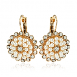 European and american bohemian sunflower earrings fresh fashion flower pearl earrings
