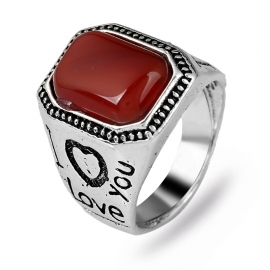 Square agate printing alloy ring mens ring europe and america