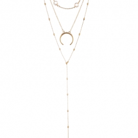 Fashion simple style elephant moon small element pendant multi-layer necklace sexy clavicle chain