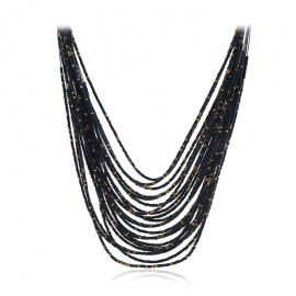 European and american retro rice beads exaggerated personality necklace bohemia wave new multi-layer rice beads necklace