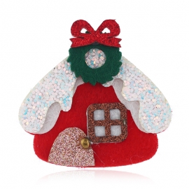 Christmas house brooch european and american cross-border fashion fabric style corsage