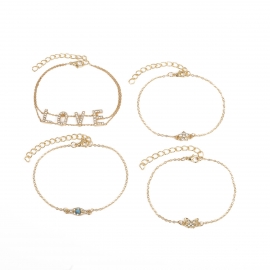 Street shooting personality all-match set jewelry simple geometric diamond love letter bracelet female