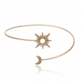 Geometric zircon adjustable bracelet womens simple micro-inlaid sun and moon original arm bracelet