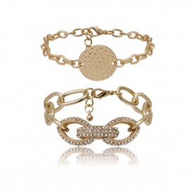 European and american cross-border jewelry hot selling full diamond embossed thick chain exaggerated bracelet female personality multi-layer bracelet