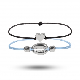 European and american cross-border jewelry, elastic beaded creative all-match jewelry female, simple knotted shell peach heart bracelet set